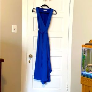 Royal blue midi wrap dress